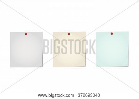 Post It Note With Push Pin Vector. Natural Shades