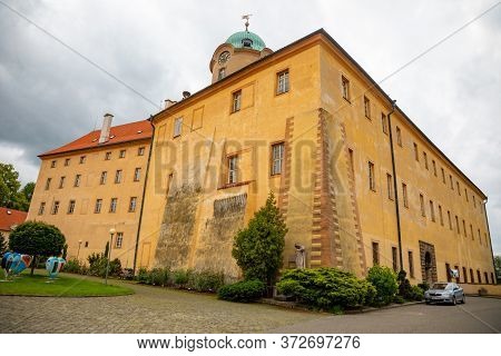 Podebrady, Czech Republic - 7.06.2020: View Of Podebrady Castle From The Courtyard Side In Czech Rep