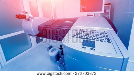Ophthalmic Laser System In Eye Surgery Clinic. Laser Treatmnet For Myopia