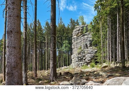 Feuersteinklippe Near Schierke In The Harz National Park In Germany