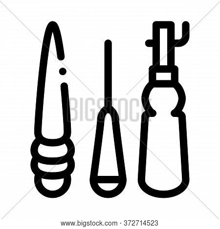 Leather Repair Tools Icon Vector. Leather Repair Tools Sign. Isolated Contour Symbol Illustration
