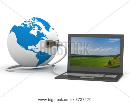 세계에서 글로벌 커뮤니케이션입니다. 3D 이미지입니다.