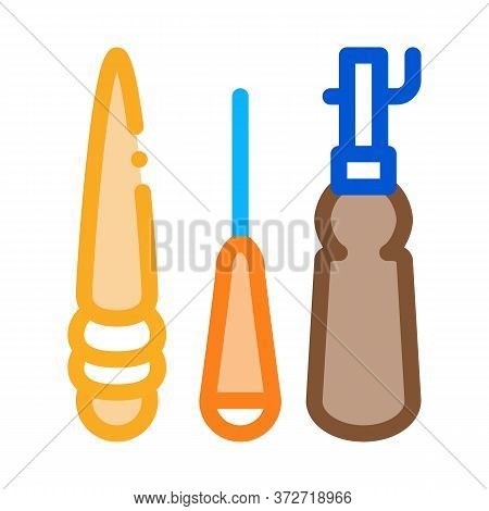 Leather Repair Tools Icon Vector. Leather Repair Tools Sign. Color Symbol Illustration