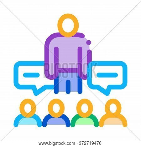 Lector Discuss With Audience Icon Vector. Lector Discuss With Audience Sign. Color Symbol Illustrati