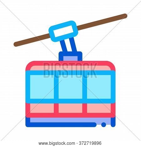 Ski Resort Cableway Transport Icon Vector. Ski Resort Cableway Transport Sign. Color Symbol Illustra