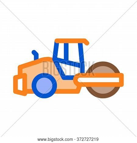 Road Repair Pavering Tractor Icon Vector. Road Repair Pavering Tractor Sign. Color Symbol Illustrati