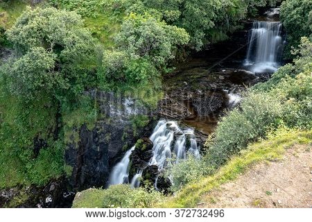 Lealt Falls (an Lethallt) At Isle Of Skye In Scotland With Long Exposure Time For Motion Blur Effect