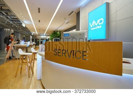 SHENZHEN, CHINA - CIRCA APRIL, 2019: close up shot of service sign seen in China International Consumer Electronics Exchange/Exhibition Center (CEEC) at UpperHill in Shenzhen.