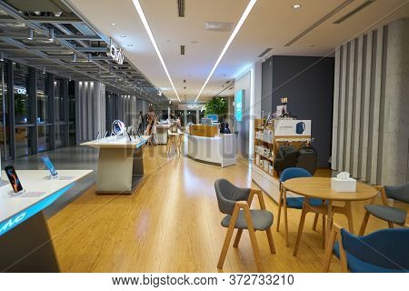SHENZHEN, CHINA - CIRCA APRIL, 2019: interior shot of China International Consumer Electronics Exchange/Exhibition Center (CEEC) at UpperHill in Shenzhen.