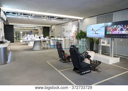 SHENZHEN, CHINA - CIRCA APRIL, 2019: Royole products on display in China International Consumer Electronics Exchange/Exhibition Center (CEEC) at UpperHill in Shenzhen.