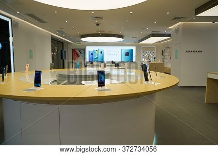 SHENZHEN, CHINA - CIRCA APRIL, 2019: Huawei products on display as seen in China International Consumer Electronics Exchange/Exhibition Center (CEEC) at UpperHill in Shenzhen.