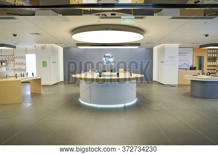 SHENZHEN, CHINA - CIRCA APRIL, 2019: Huawei products on display as seen in China International Consumer Electronics Exchange/Exhibition Center (CEEC) at UpperHill in Shenzhen.