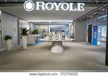 SHENZHEN, CHINA - CIRCA APRIL, 2019: Royole products on display in China International Consumer Electronics Exchange/Exhibition Center (CEEC) at UpperHill in Shenzhen.
