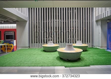 SHENZHEN, CHINA - CIRCA APRIL, 2019: interior shot of China International Consumer Electronics Exchange/Exhibition Center (CEEC) at UpperHill in Shenzhen.