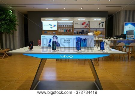 SHENZHEN, CHINA - CIRCA APRIL, 2019: interior shot of China International Consumer Electronics Exchange/Exhibition Center (CEEC) at UpperHill in Shenzhen.