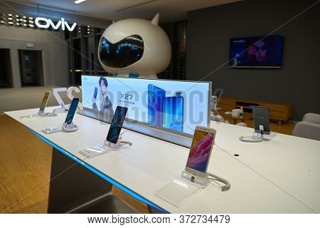 SHENZHEN, CHINA - CIRCA APRIL, 2019: interior shot of China International Consumer Electronics Exchange/Exhibition Center (CEEC) at UpperHill in Shenzhen.