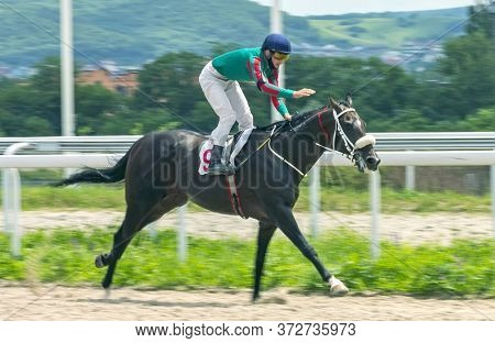 Pyatigorsk,russia - June 21,2020:horse Race For Of The Pyatigorsk Prize Of Pyatigorsk Hippodrome.ahe