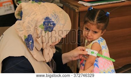 Aleppo, Syria 17 April 2020 Child Crying Because He Is Afraid Of Treatment