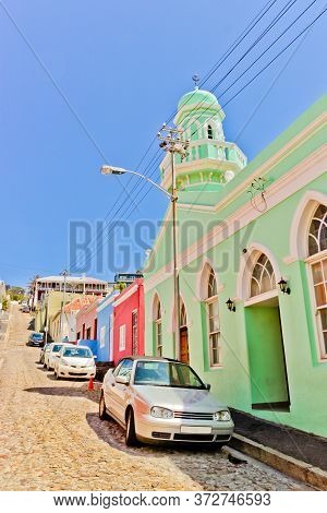 Many Colorful Houses In The Bo Kaap District In Cape Town, South Africa.