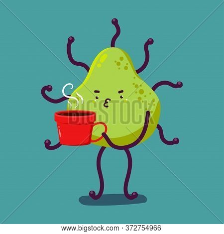 Funny Virus In Skarf And Crown Vector Cartoon Character Isolated On Background.