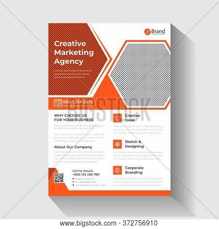 Abstract Creative Agency Flyer Design Template Orange Color Vector Illustration