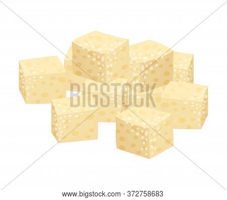 Pile Of White Sugar Cubes As Sweetener For Tea And Coffee Vector Illustration