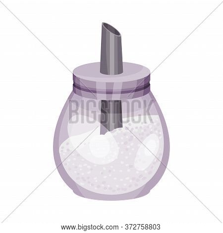 Refined White Sugar In Glass Container As Sweetener For Food And Drink Vector Illustration