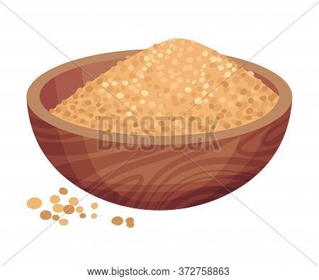 Pile Of Refined Brown Sugar In Bowl As Sweetener For Food And Drink Vector Illustration
