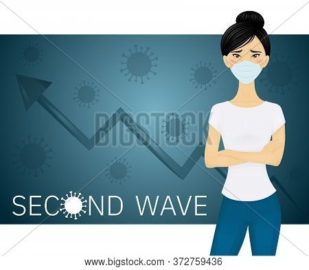 Portrait Of An Asian Woman With A Mask Wearing A T-shirt And Jeans.