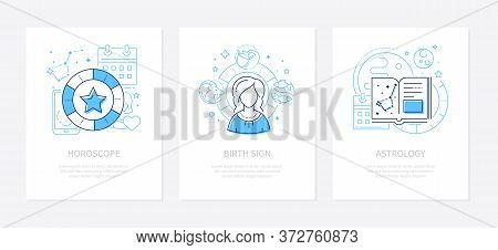Astrology Concept - Line Design Style Banners Set