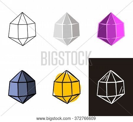 A Collection Of Crystals In Different Styles: Doodle, Contour, Chalk. Sets Of Hand-drawn Gems, Diamo