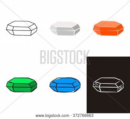 A Collection Of Crystals In Different Styles: Doodle, Contour, Chalk. Sets Of Hand-drawn Gems, Diamo