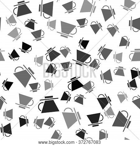 Black V60 Coffee Maker Icon Isolated Seamless Pattern On White Background. Vector Illustration