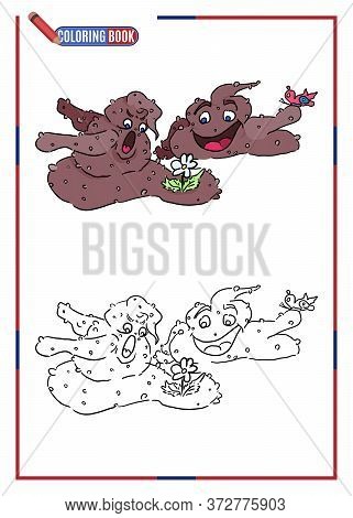Printable Coloring Book For Children. Monster With A Flower