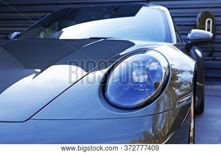 Umea, Norrland Sweden - May 31, 2020: Show Car In Shimmering Colors From The Front