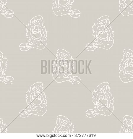 Seamless Background Mermaid Gender Neutral Baby Pattern. Simple Whimsical Minimal Earthy 2 Tone Colo