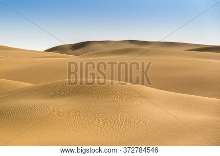 Close Up Of A Sand Dunes In A Desert.