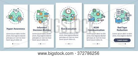 Business Agility Onboarding Mobile App Page Screen With Concepts. M2m Connection. Company Improvemen