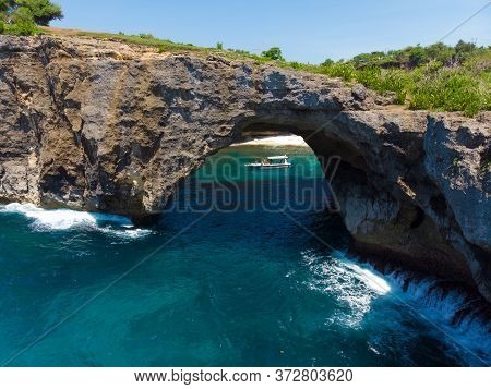 Broken Beach In Nusa Penida Island. Drone View.
