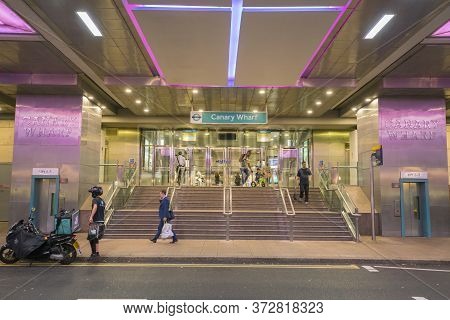 Dlr Train Station At Canary Wharf London - London, United Kingdom - September 14, 2016