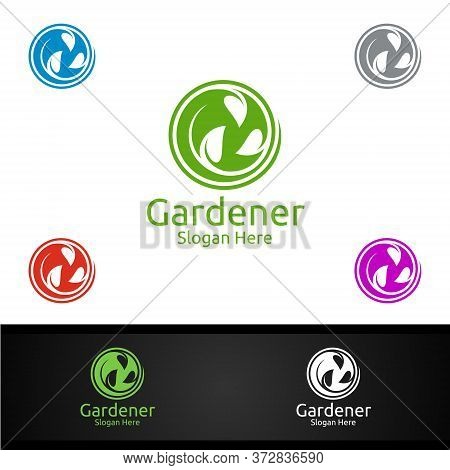 Zen Gardener Logo With Green Garden Environment Or Botanical Agriculture Design Illustration