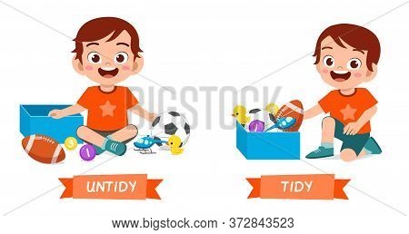 Cute Example Of Opposite Word Antonym For Kid
