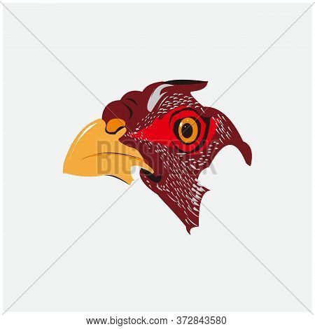 Drawing Of Chicken Head On A White Background