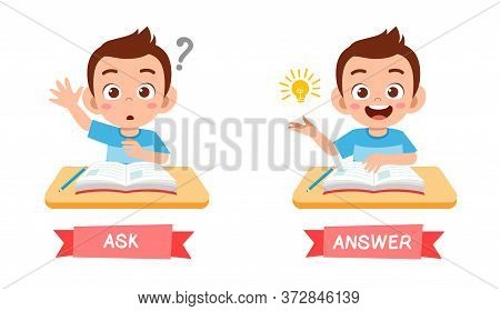 Cute Example Of Opposite Word Antonym For Kid