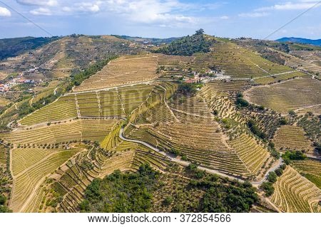Aerial View Over Douro Valley In Portugal And The Port Wine Vineyards - Videoclip