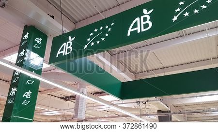 Bordeaux, France - November 30, 2018 : Organic Agriculture Label Sign (in French : Ab Agriculture Bi