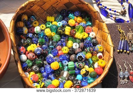 Closeup Shot Of Beads In A Box.