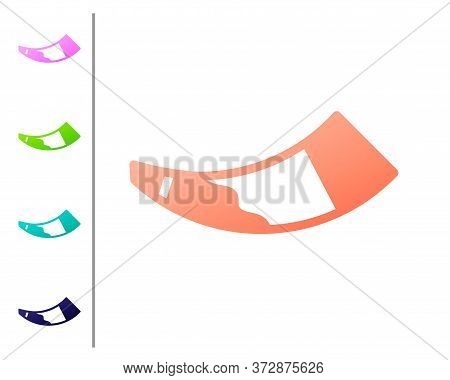 Coral Hunting Horn Icon Isolated On White Background. Set Color Icons. Vector