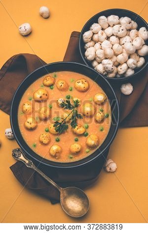 Lotus Seeds Peas Curry Or Phool Makhana Masala Sabzi.