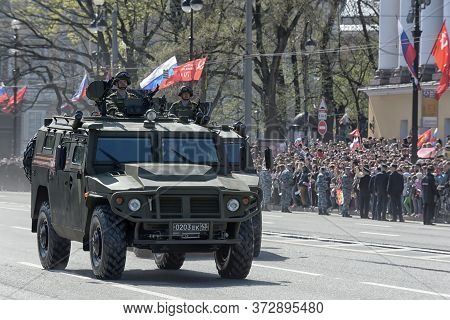 St Petersburg, Russia - May 09, 2015: Military Equipment On The Victory Parade